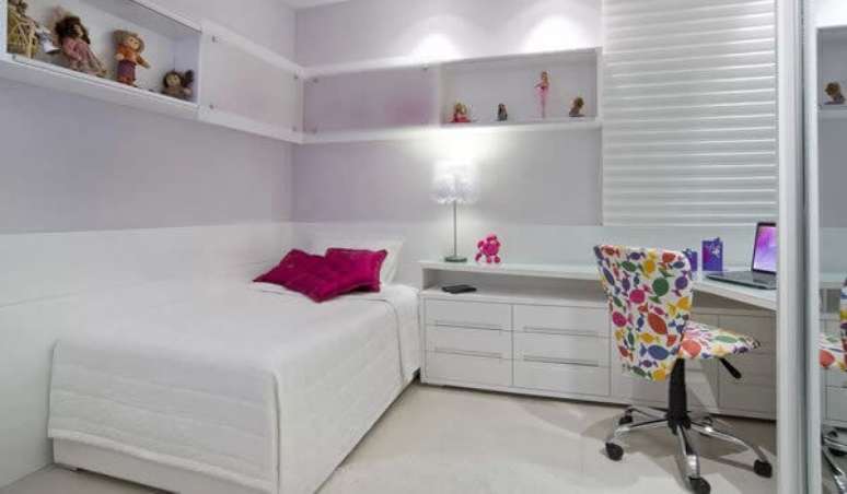2- No quarto de criança com espaço pequeno, a cor branca cria uma sensação de amplitude. Fonte: Diarista Maringá