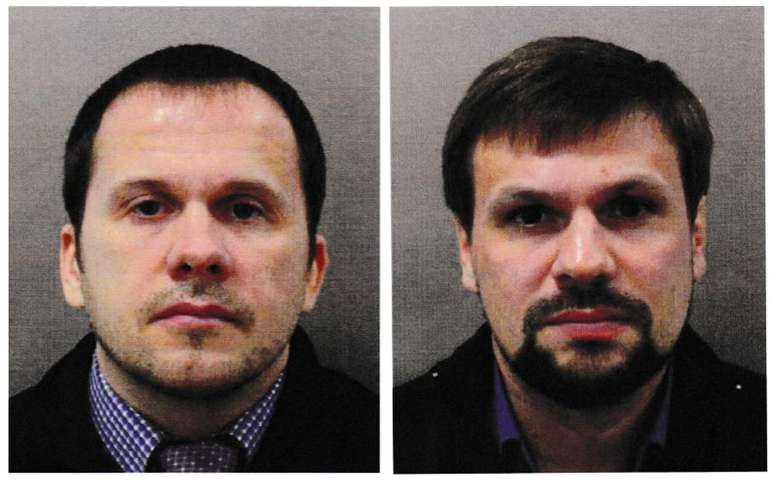 Alexander Petrov e Ruslan Boshirov, que foram acusados pelo Reino Unidos de tentativa de homicídio contra o ex-espião russo Sergei Skripal, em foto divulgada pela polícia britânica 05/09/2018 Polícia via Reuters