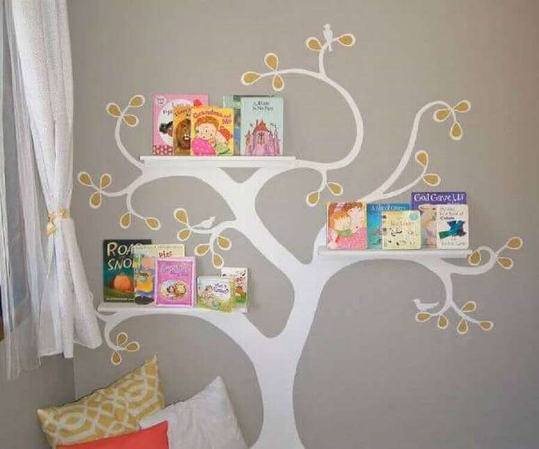 10. O cantinho da leitura para criança precisa ter uma decoração divertida e que incentive o gosto pela leitura nas crianças – Foto: Pinterest