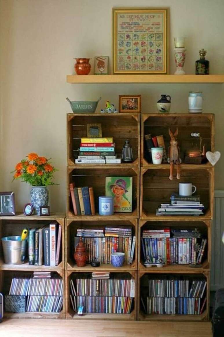 11. Tenha um espaço reservado para organizar os livros do cantinho de leitura – Foto: Pinterest