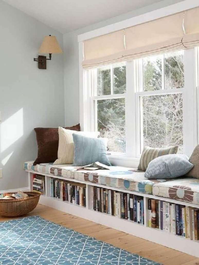 1. Decoração clean para cantinho da leitura planejado – Foto: Pinterest