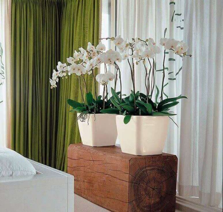 24 – Orquídeas artificiais decoram a sala.