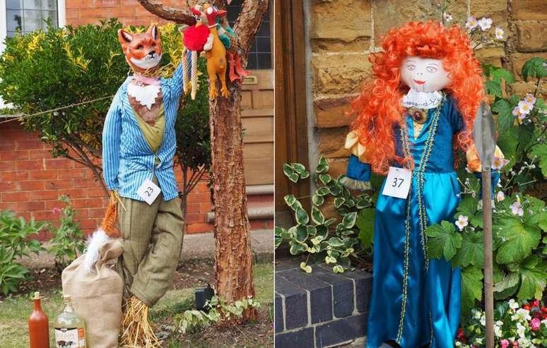 Em Harpole, na Inglaterra, população esbanja criatividade na hora de criar personagens para o Festival de Espantalhos. 