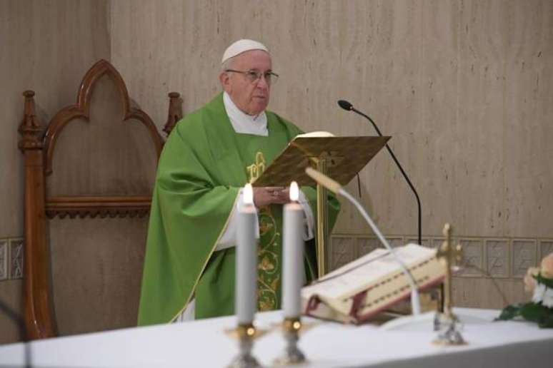Papa Francisco durante missa na Casa Santa Marta, no Vaticano