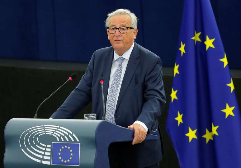 Presidente da Comissão Europeia, Jean-Claude Juncker, profere um discurso durante um debate sobre o Estado da União Europeia no Parlamento Europeu em Estrasburgo, França 12/09/ 2018. REUTERS/Vincent Kessler 