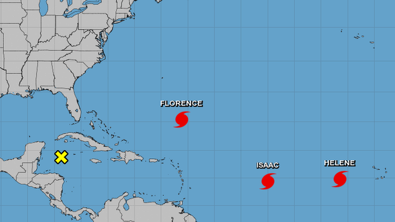 Além do Florence, dois outros furacões também estão se movendo através do Atlântico: o Helene e o Isaac