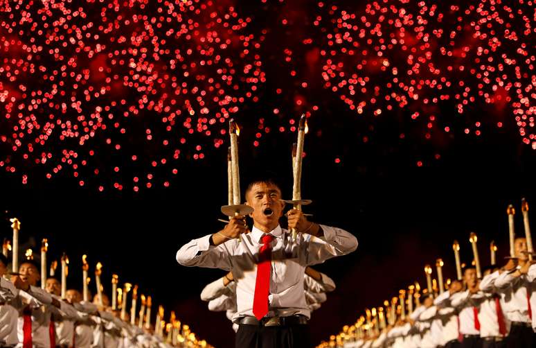 Cerim&ocirc;nia de celebra&ccedil;&atilde;o do 70&ordm; anivers&aacute;rio de funda&ccedil;&atilde;o da Coreia do Norte, em Pyongyang 10/09/2018 REUTERS/Danish Siddiqui