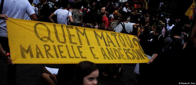 Protesto no Rio de Janeiro depois da morte da vereadora Marielle Franco