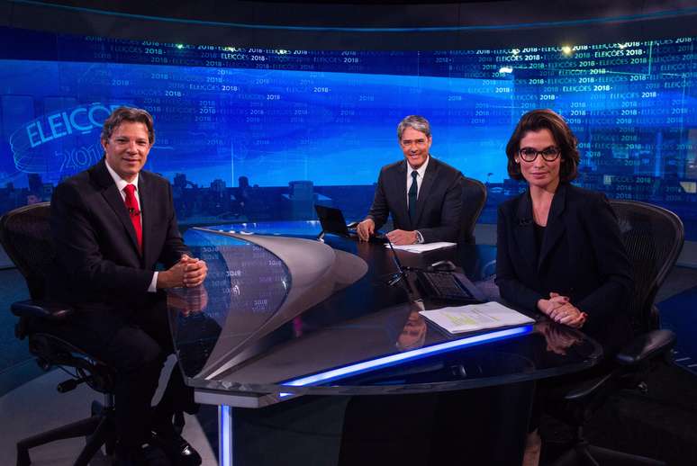 William Bonner e Renata Vasconcellos entrevistam Fernando Haddad, do PT