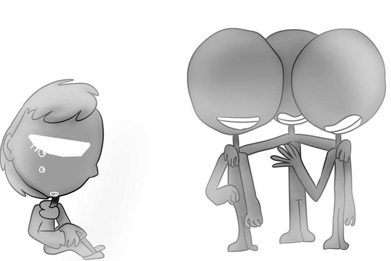 O desenho "As pessoas est&atilde;o muito fora de alcance" representa dificuldades que ela sentiu ao entrar em uma escola maior, com crian&ccedil;as que n&atilde;o conhecia