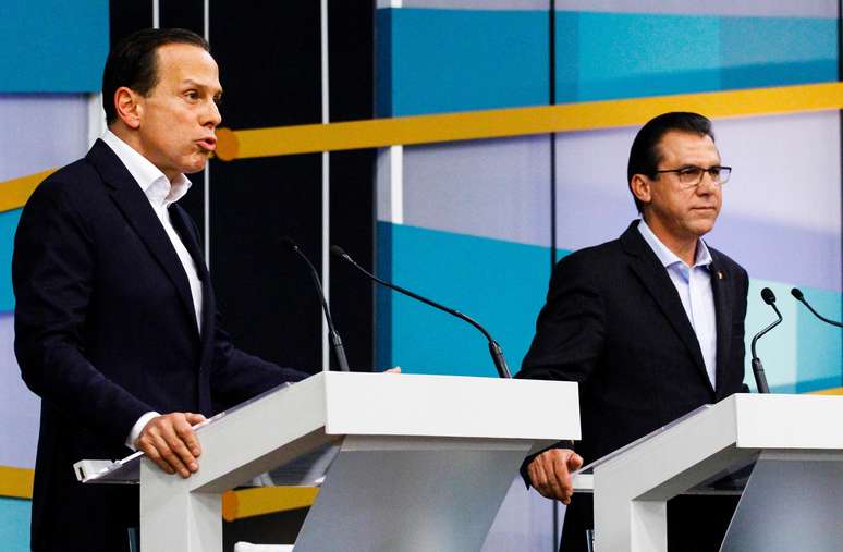 João Doria (PSDB) e Luiz Marinho (PT) durante debate da TV Gazeta neste domingo (16)