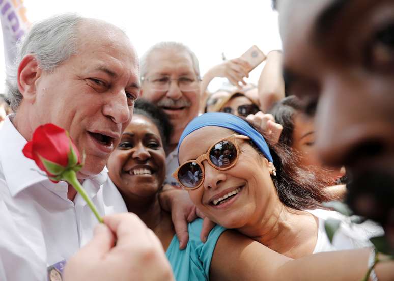 Presidential candidate Ciro Gomes of the Democratic Labour party (PDT) talks with his supporters during a campaign rally in Sao Paulo, Brazil, September 16, 2018. REUTERS/Nacho Doce - RC1440B4A370