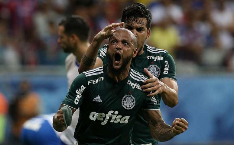 Felipe Melo marcou o gol de empate do Palmeiras com o Bahia, na Fonte Nova (Foto: Cesar Greco/Palmeiras)