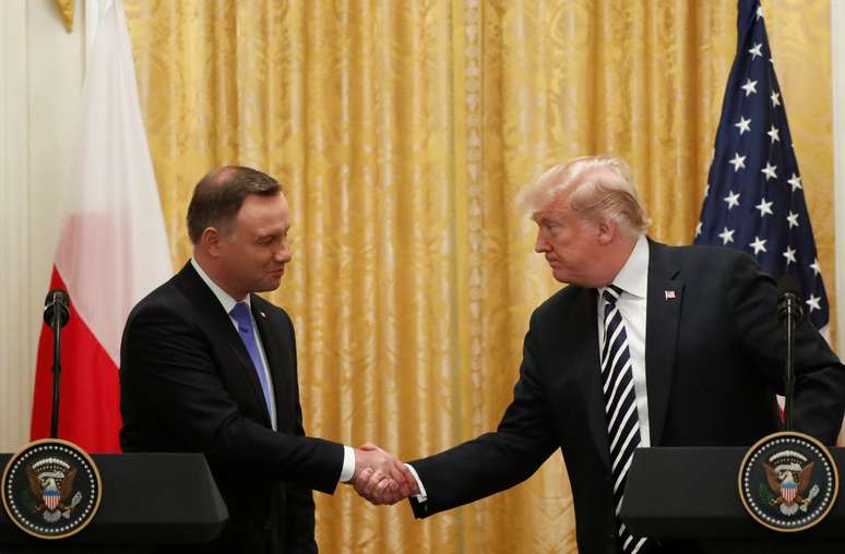 Presidente dos EUA, Donald Trump, durante entrevista coletiva conjunta com o presidente da Polônia, Andrzej Duda, na Casa Branca
18/09/2018 REUTERS/Kevin Lamarque
