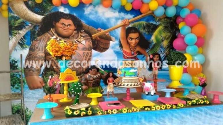 32. Painel com imagem da Moana. Foto de Decorando Sonhos