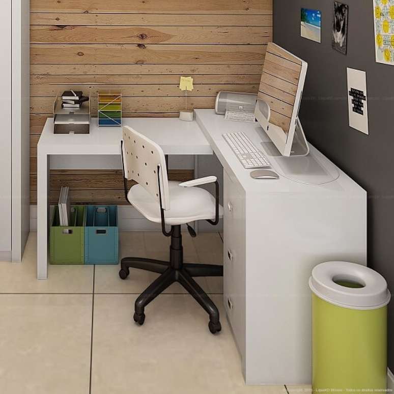 48 Escrivaninha branca é muito usado na decoração de home office. Fonte: Lojas KDMóveis