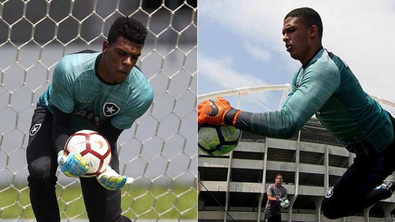 Saulo (à esquerda) e Diego (à direita) ainda brigam pela titularidade no gol do Bota (Vitor Silva/SSPress/Botafogo.)