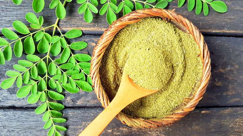 As folhas de moringa são ricas em vitaminas A, B e C, e mineirais; o Centro de Alimentos para o Futuro que popularizar cultivos esquecidos
