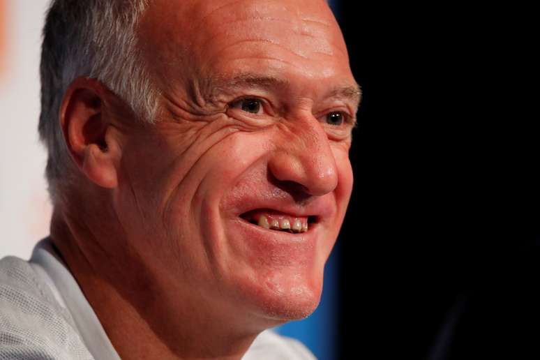 T&eacute;cnico da Fran&ccedil;a, Didier Deschamps, durante entrevista coletiva em Saint-Denis
08/09/2018 REUTERS/Charles Platiau 