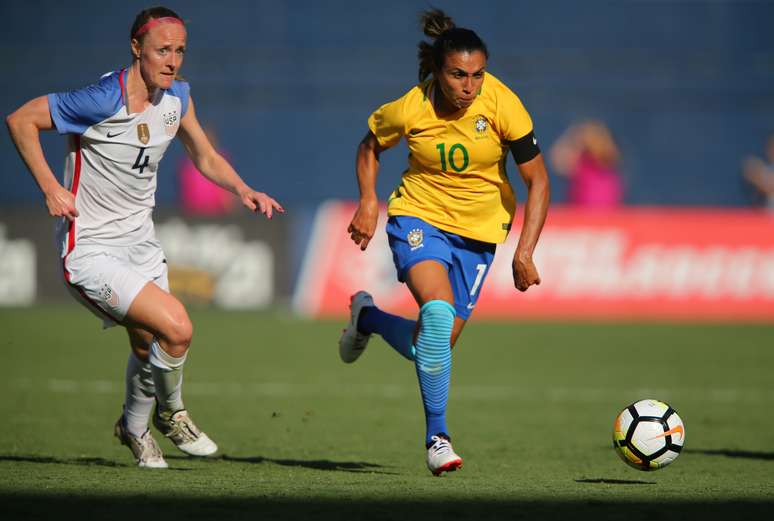 Marta durante partida da seleçào brasileira contra os Estados Unidos
30/07/2017 REUTERS/Mike Blake