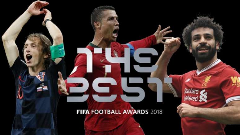 Modric, Cristiano Ronaldo e Salah são os finalistas desta temporada (Arte: LANCE!)