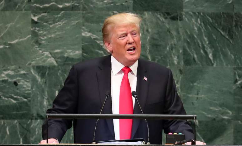 O presidente dos Estados Unidos, Donald Trump, discursa na Assembleia-Geral da ONU em Nova York
25/09/2018 REUTERS/Carlo Allegri