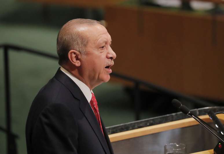 Presidente turco, Tayyip Erdogan, durante discurso na Assembleia Geral da ONU 25/09/2018 REUTERS/Caitlin Ochs