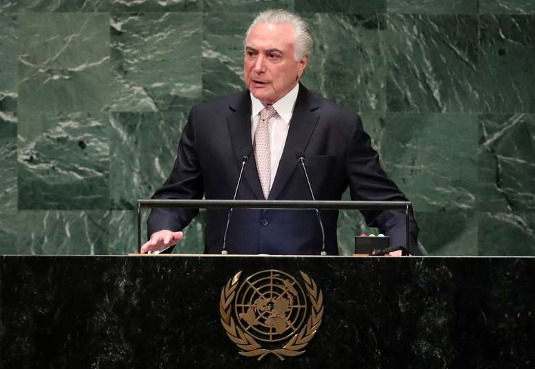 Presidente Michel Temer discursa na Assembleia Geral da ONU nesta terça-feira, em Nova York 