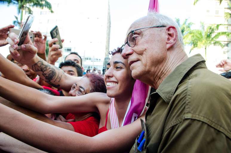 O candidato a senador pelo PT Eduardo Suplicy