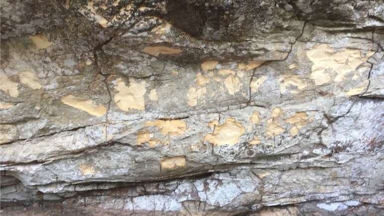 A expedição que visitou a caverna há alguns dias registrou as rochas sem as gravuras