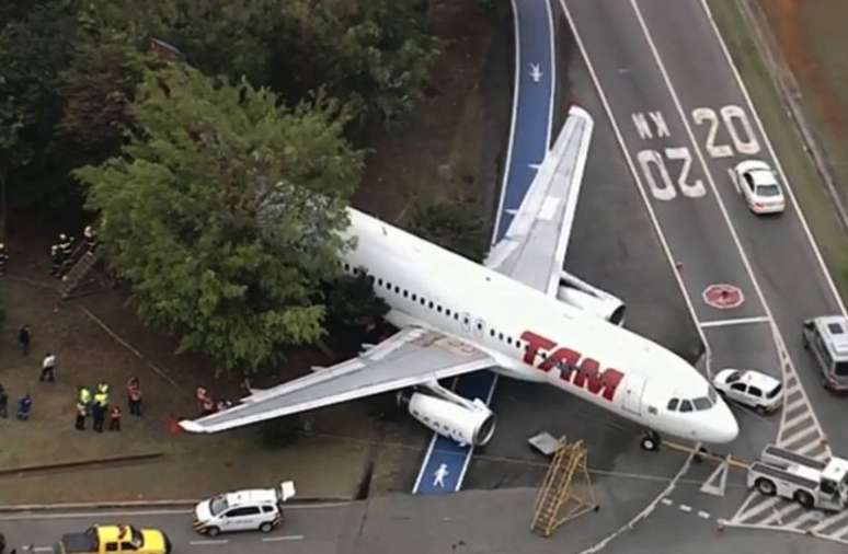 Um avião modelo A320 da Latam colidiu contra uma árvore ao ser rebocado no Aeroporto de Congonhas; a aeronave não estava tripulada e o incidente não deixou feridos