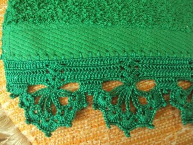 69. Bico de crochê para toalha verde. Foto de Pinterest