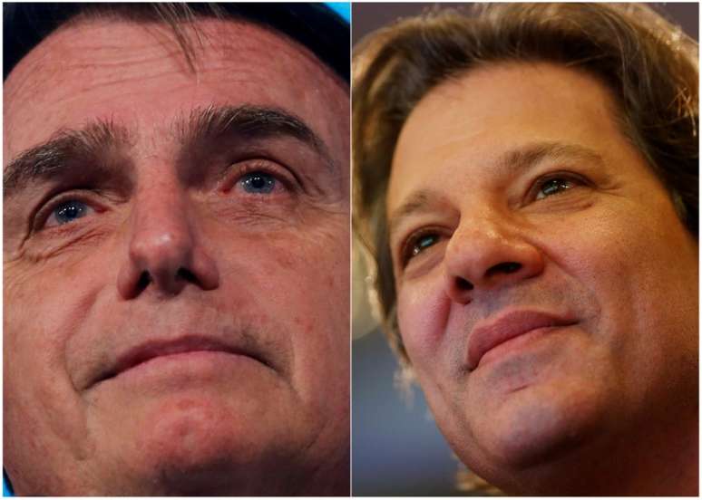 Montagem com fotos dos candidatos &agrave; Presid&ecirc;ncia do PSL, Jair Bolsonaro, e do PT, Fernando Haddad
REUTERS/Adriano Machado/Fotos de arquivo