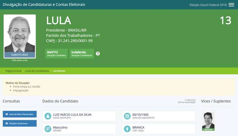Etapa 5: confira a raz&atilde;o para o indeferimento da candidatura no campo &ldquo;motivo da situa&ccedil;&atilde;o&rdquo;