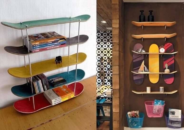 4. As prateleira de shape podem ser usadas no ch&atilde;o e na parede. Foto de Pinterest