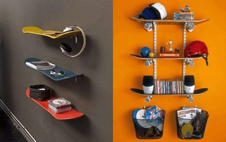 3. Prateleira para quarto com shape de skate. Foto de Pinterest