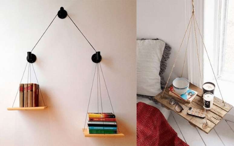 2. Prateleira para quarto suspensa. Foto de Pinterest