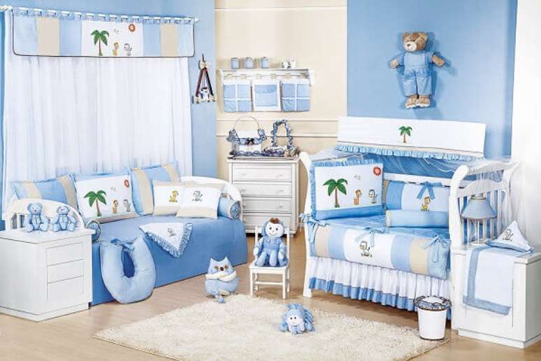 55- O quarto de beb&ecirc; masculino tem como tema a floresta. Fonte: Blog Gr&atilde;o de Gente