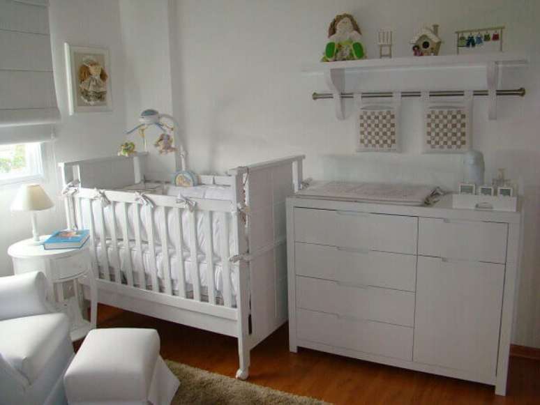 69- O quarto de bebê menino tem decoração clean. Projeto: Aline Driessen