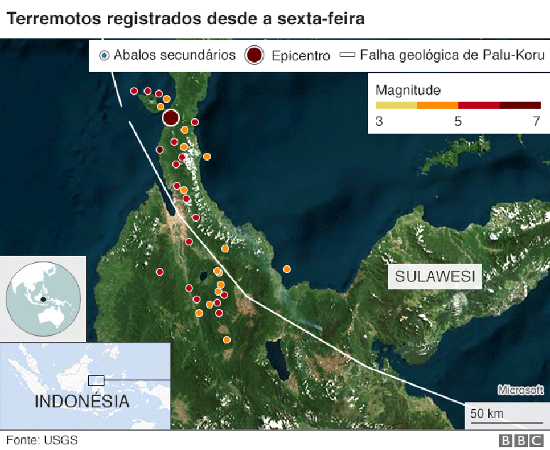 Terremotos registrados desde sexta-feira