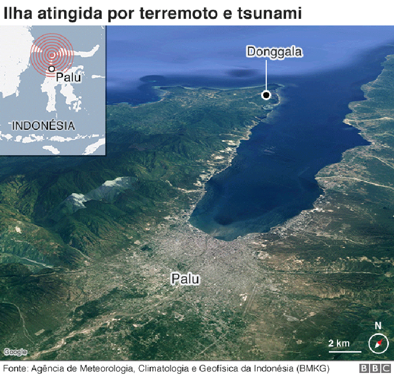 Ilha atingida por terremoto e tsunami