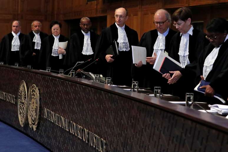 Juízes da Corte Internacional de Justiça em Haia 01/10/2018  REUTERS/Yves Herman