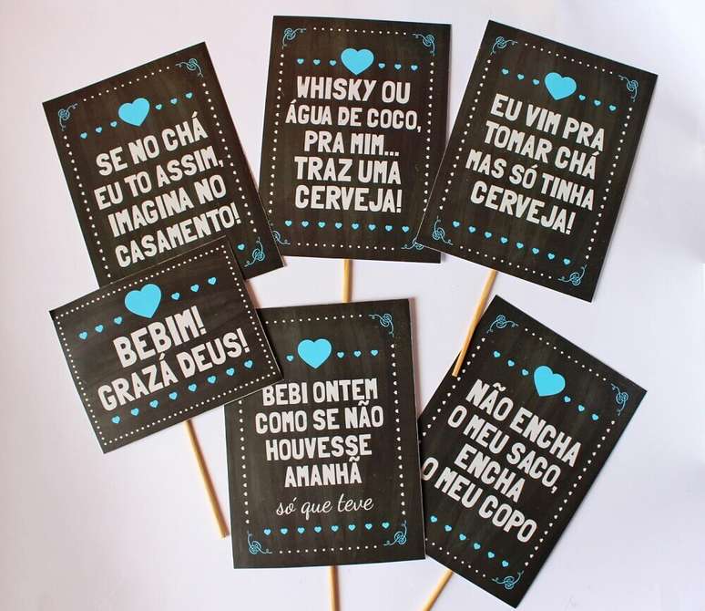 47. Modelo de plaquinhas divertidas para ch&aacute; de panela &ndash; Foto: Pinterest