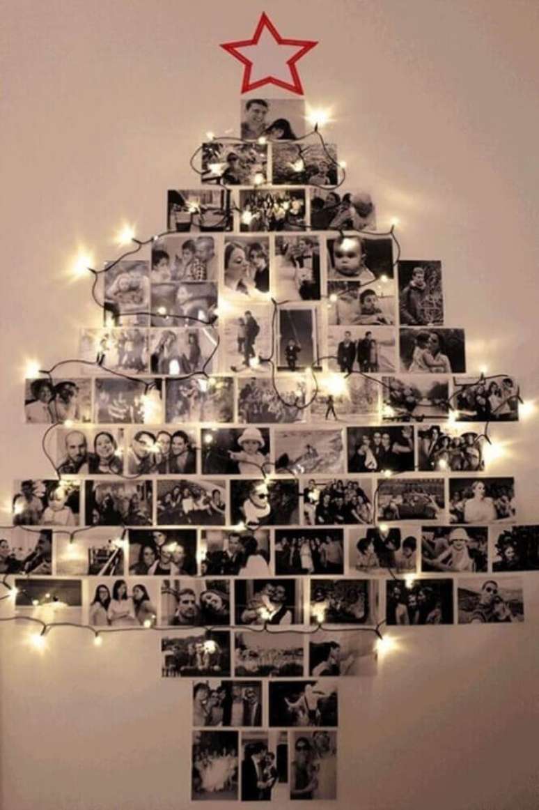 4. Ideia de enfeites de natal feito com fotos colocadas na parede – Foto: Yandex