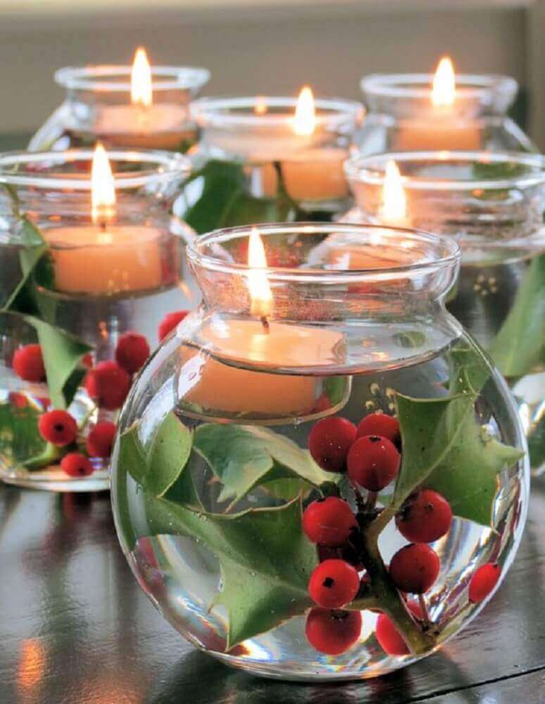 39. Lindos modelos de enfeites de natal feitos com potes de vidro e velas – Foto: Cliparts Zone