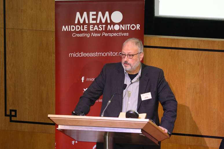 Jornalista saudita Jamal Khashoggi durante evento em Londres, Reino Unido 29/092018  Middle East Monitor/Handout via REUTERS