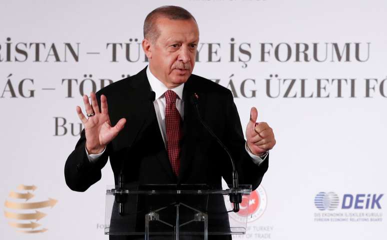 Presidente da Turquia, Tayyip Erdogan, durante conferência em Budapeste, Hungria 09/10/2018 REUTERS/Bernadett Szabo