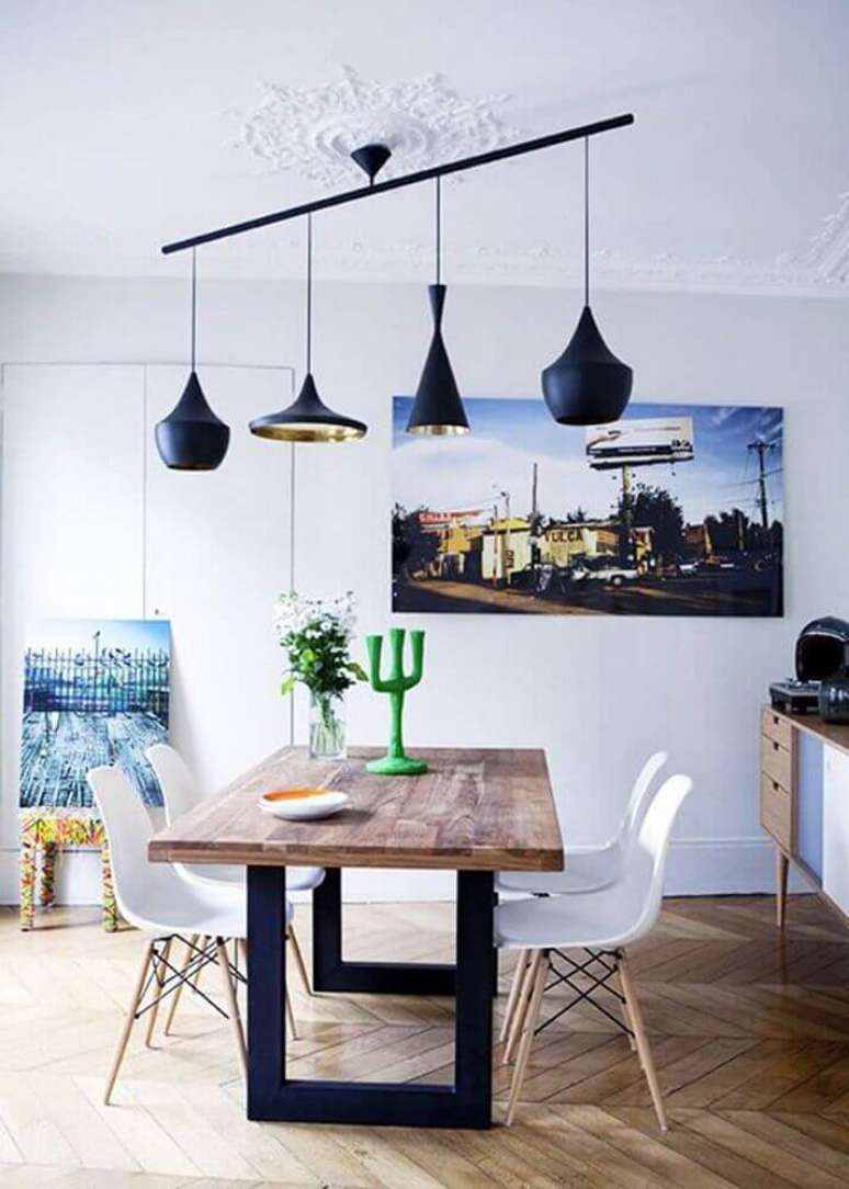 22. Misture elementos r&uacute;sticos para a decora&ccedil;&atilde;o de sala de jantar moderna &ndash; Foto: Traits D&rsquo;co