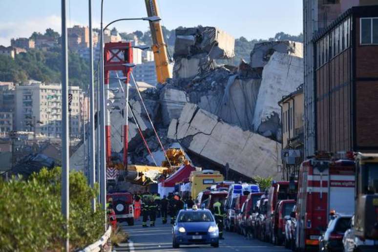 Destroços da Ponte Morandi, em Gênova