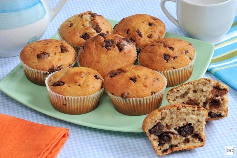 Muffin de banana e chocolate